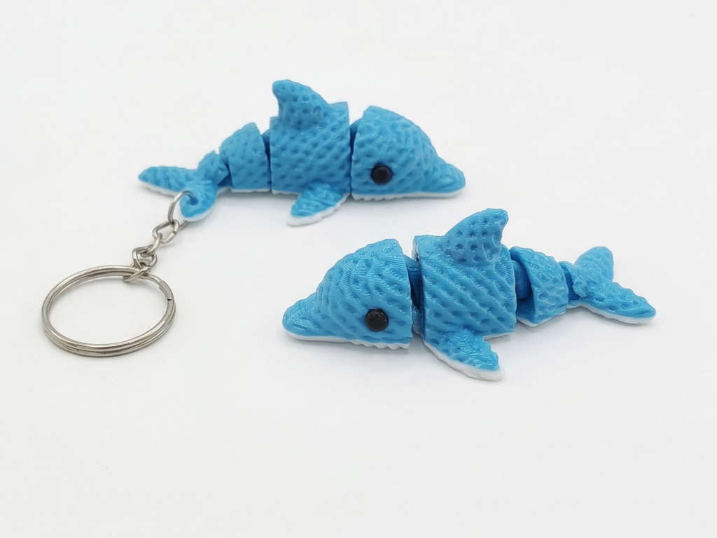 Mini örgü dokulu eklemli yunus anahtarlık - 3D baskı