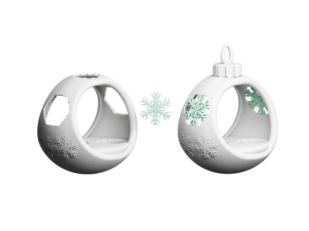 SnowGlobe Noel Süsü – 3D Baskı Çam Ağaçlı Kar Küresi Süs