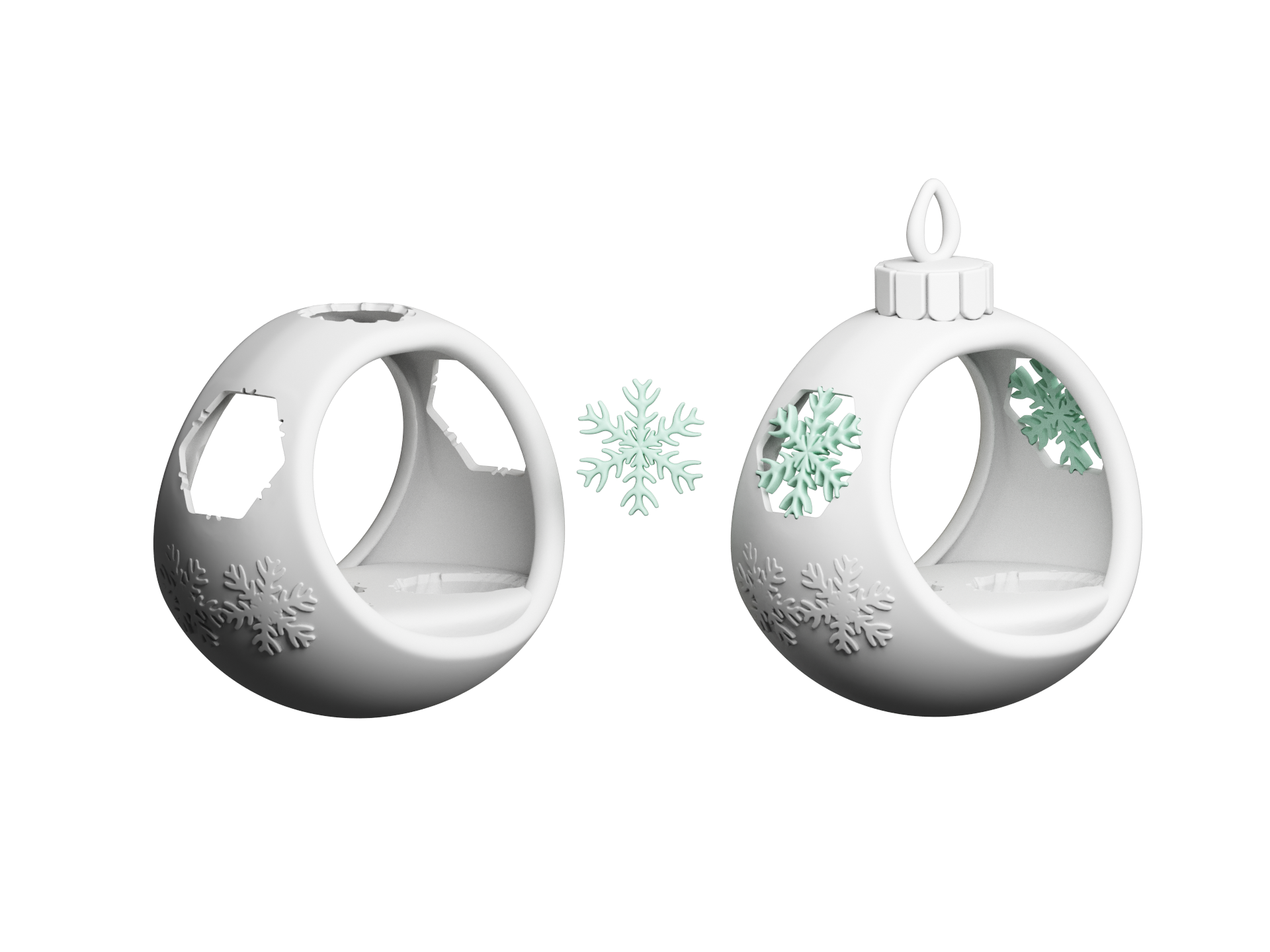 SnowGlobe Noel Süsü – 3D Baskı Çam Ağaçlı Kar Küresi Süs